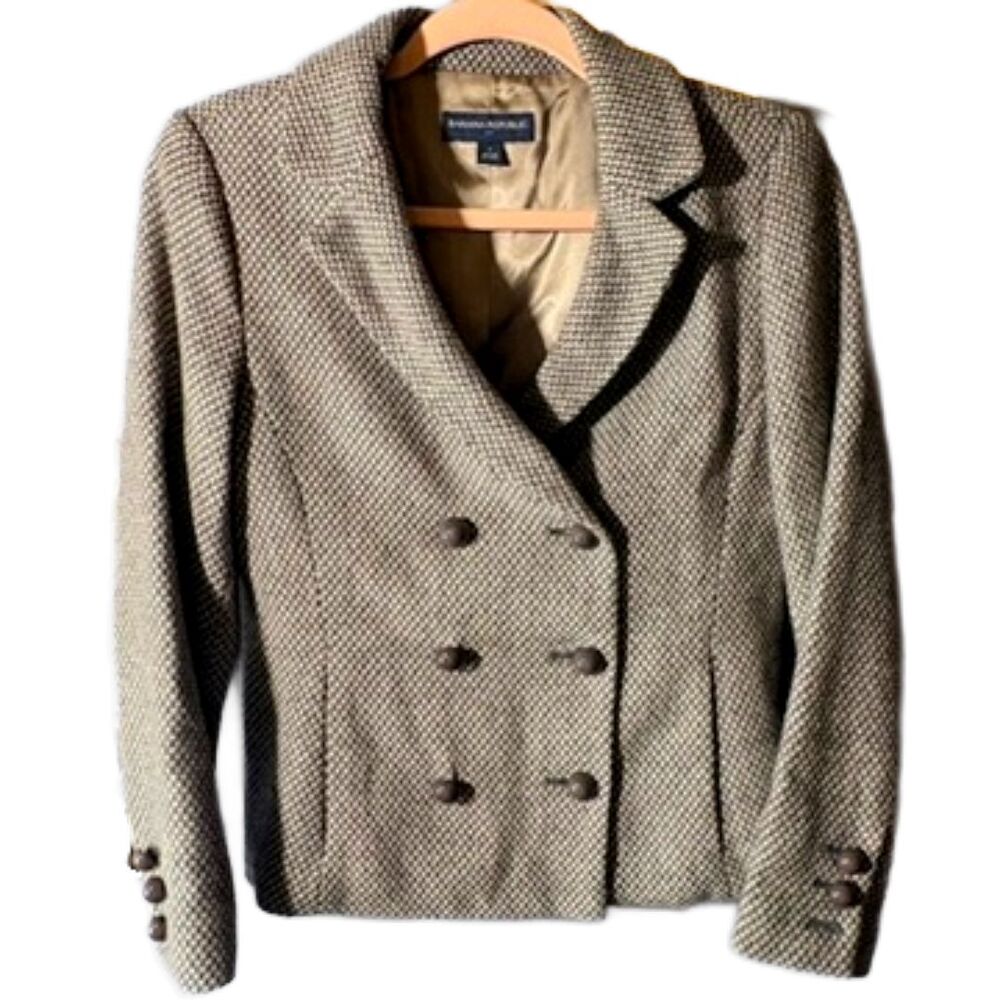 Banana Republic Tweed Wool Blend Blazer Double Breasted Size 4